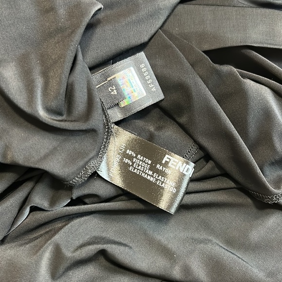 FENDI Authentic Black Knee Length Draped Ruched Dress Cocktail Black Tie Sz 42 - Picture 11 of 16